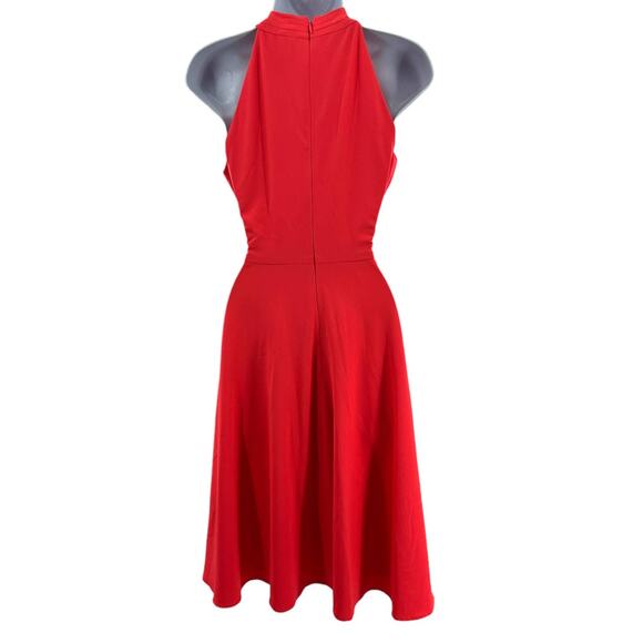 Tahari Red Crepe Knit Twist Halter Neck Cocktail Party Dress Women Sz 2 - Picture 4 of 12